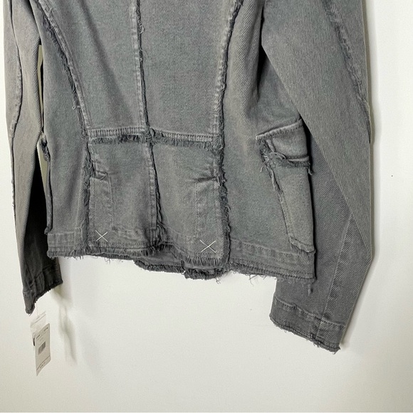 Military Femme | Free People Denim Captains Blazer in Deep Grey | Pewter | Sz XS - Picture 8 of 16